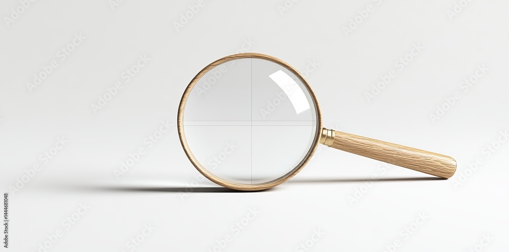 Poster a magnifying glass is placed on a light-colored surface to highlight details in a clean setting
