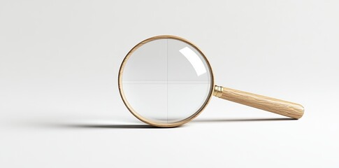 A magnifying glass is placed on a light-colored surface to highlight details in a clean setting