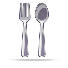 Plakat Metal fork and spoon vector isolated illustration