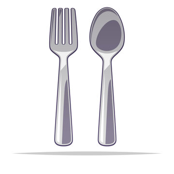 Metal fork and spoon vector isolated illustration