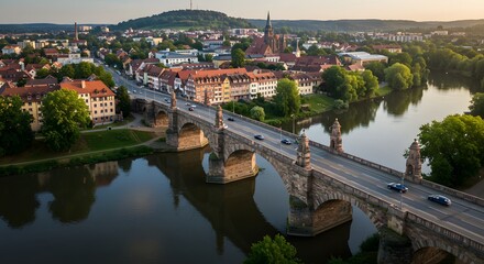 Bridge Over River, Bamberg Cityscape