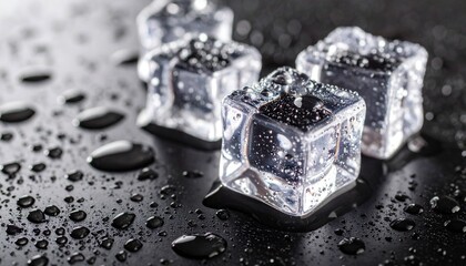 ice cubes on dark surface