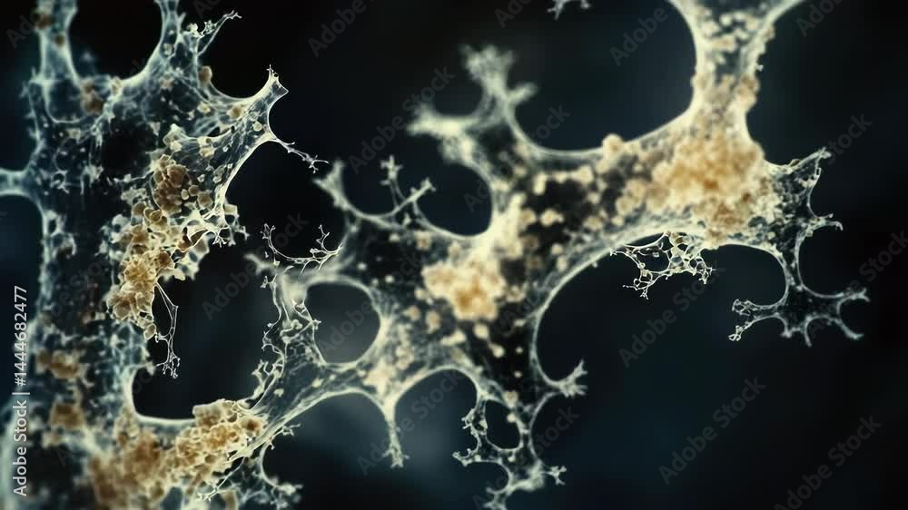 Poster a close-up view of a cell on a black background