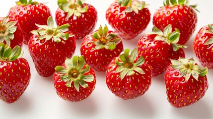 A minimalist strawberry wallpaper featuring a seamless pattern of strawberries isolated on white ideal for modern advertising overlay cut out on isolated transparent removed background