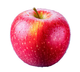 red apple with water drops - isolated on black