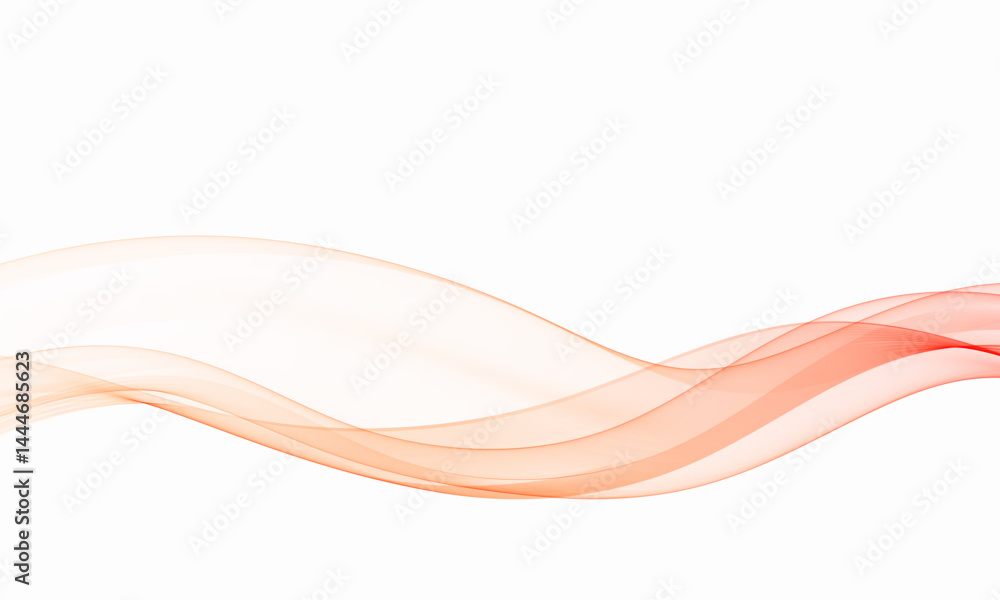 Poster elegant abstract vector wave in light orange and red colors with soft transparent curves on white ba