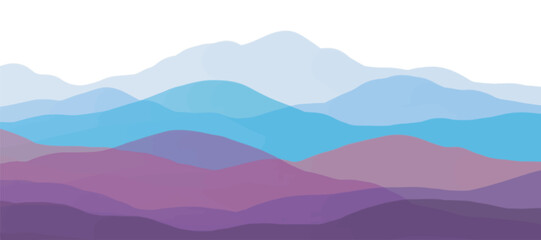 Mountain colors, translucent waves, sunset, abstract glass shapes, modern background, design vector illustration