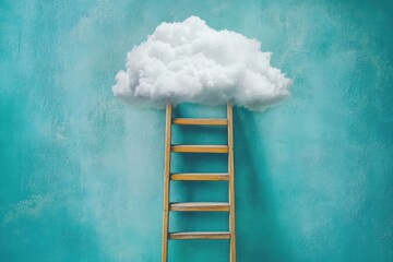 Fantasy ladder meeting fluffy cloud wall