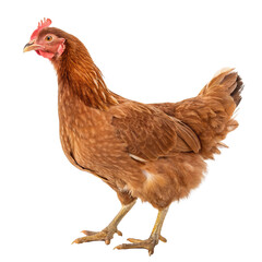 Fototapeta premium Brown Domestic Chicken Standing Isolated on transparent Background or poultry-related themes.