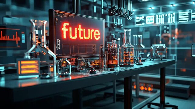 Future Text in High-Tech Laboratory Scene/ハイテクラボの未来的テキスト2