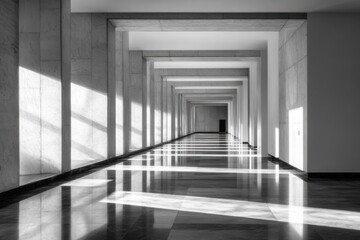 Elegant marble corridor with vanishing point