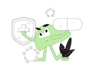 National Liver Protection Day Medical Characters Flat Vector Concept Operation Hand Drawn Illustration
