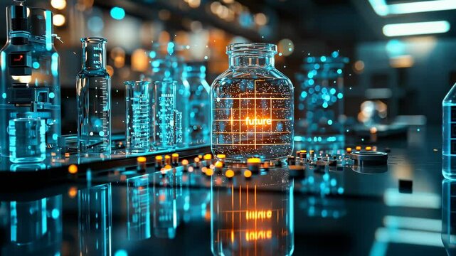 Future Text in High-Tech Laboratory Scene/ハイテクラボの未来的テキスト3