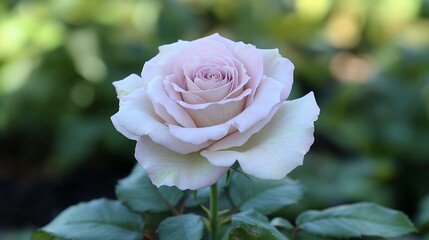 Delicate pastel rose in garden setting
