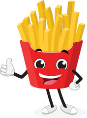 French fries Cartoon Character, Suitable for children's books, sticker, and mascot isolated on white backgrounds