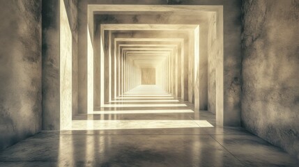 Dusty corridor bathed in warm natural light