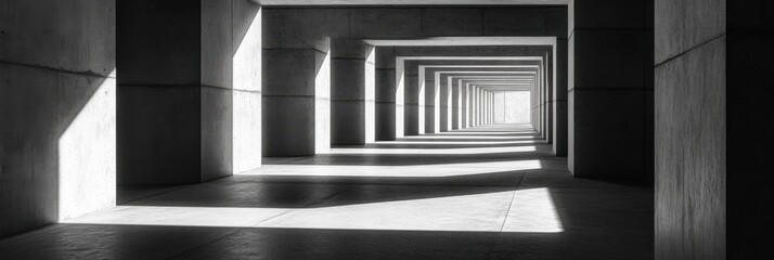 Long dark tunnel with bold shadows