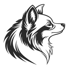 Pomeranian Silhouette Illustration, Black and White Minimalist Outline Design, Pet