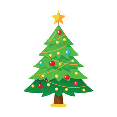 Fototapeta premium Christmas Tree Clipart on White Background