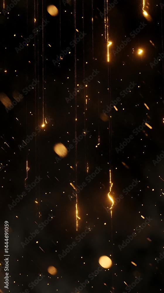 Poster abstract background shimmering golden light strings and bokeh effects