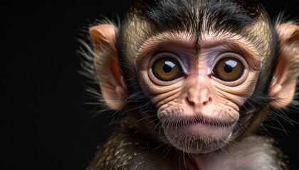 baby monkey on dark background