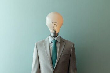 Creative businessman with lightbulb head