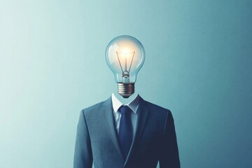Elegant businessman with lightbulb head