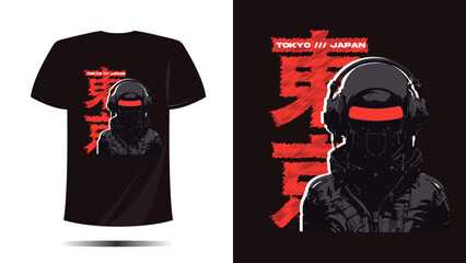 vector t shirt design, t shirt tokyo print, Vector template and typography cool unique japan fashion style with robot futuristic urban