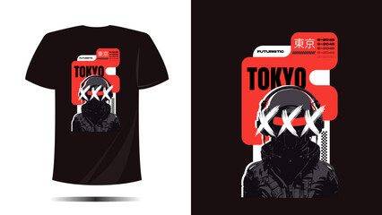 vector t shirt design, t shirt tokyo japan print, Vector template and typography cool unique japan fashion style with robot futuristic