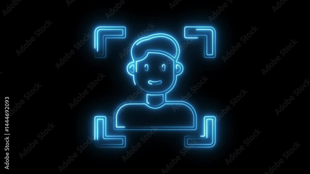 Aufkleber neon face recognition animation on black background seamless loop