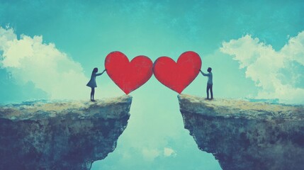 Connecting hearts across cliffs in love