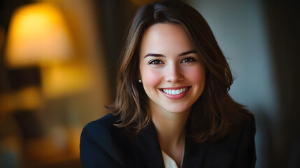 Fototapeta premium Confident businesswoman portrait office editorial photography professional environment close-up designed for impact