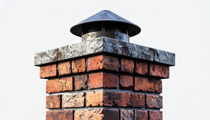 Naklejka premium old brick chimney on white background