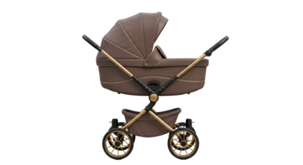 Isolated Brown and Gold Baby Carriage