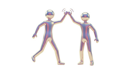 Isolated Chrome Figures High-Five