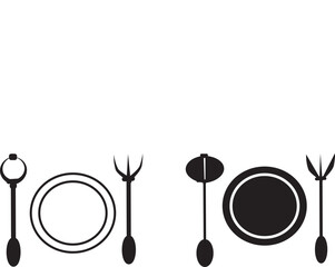 Naklejka premium hotel, quality, service, signs, stroke, simple, lunch, liner, element, fork, illustration, knife, plate, line, icon, hostel, eatery, design, symbol, vector, dinner, flat, food