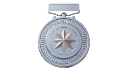 Isolated Silver Medal with Star Emblem