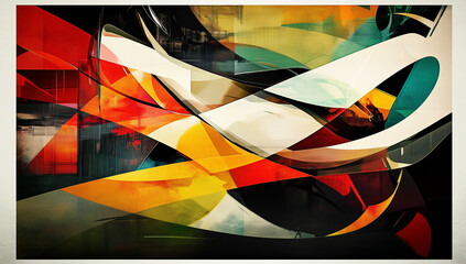Colorful abstract flowing ribbons on black background