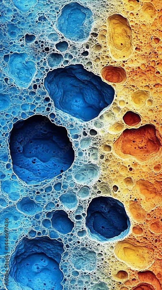 Poster surreal landscape of interconnected cells with vibrant gradient effect