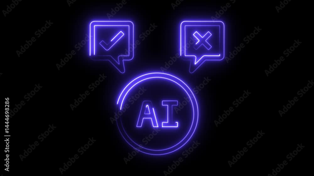 Poster glowing neon artificial intelligence feedback loop concept