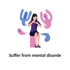 Suffer from mental disorder Vector illustration which can easily modify or edit which can easily modify or edit
