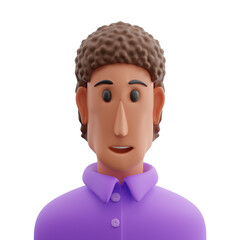 3d illustration of curly haired man avatar