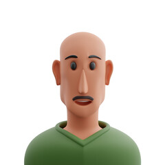 3d illustration a bald man avatar