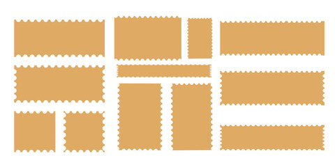 Frame wavy doodle or vector stamp and sticker set. Hand drawn blank frames Vector illustration
