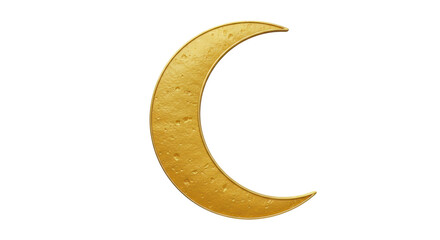 Isolated Golden Crescent Moon with Cratered Texture