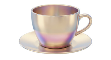 Isolated Iridescent Tea Cup on Matching Saucer