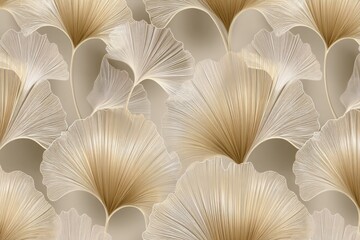 Golden Ginkgo: Intricate, artistic rendering of layered ginkgo leaves, exhibiting rich texture and subtle luminosity, creating a sophisticated design and natural elegance.