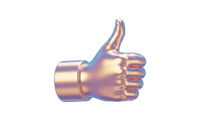 Isolated Golden Thumb Up Hand Gesture Approval