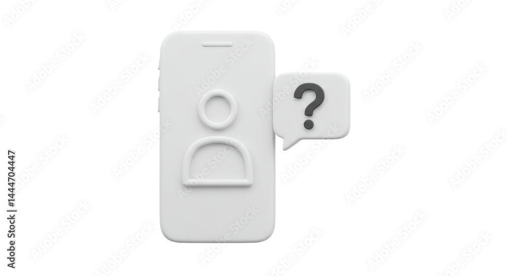 Poster isolated smartphone with question mark chat bubble