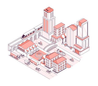 Types of urban transport - vector isometric illustration